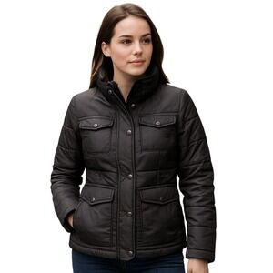 Dollhouse‎ Puffer Jacket Quilted Lightweight Snap Button Black Size M